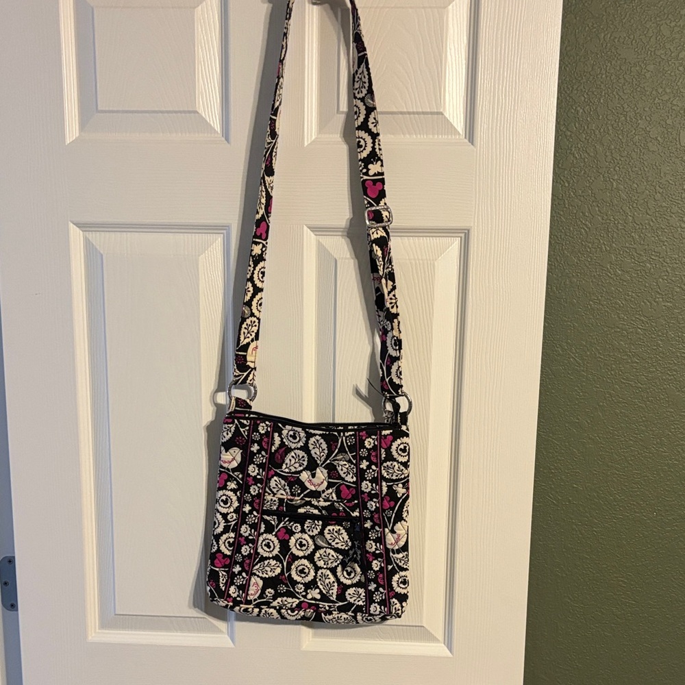 Vera Bradley Black and Pink Patterned Crossbody Bag